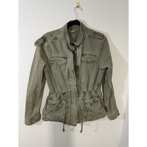 Lucky Brand Green Utility Jacket Mid-Length Button Drawstring Waist Women's M